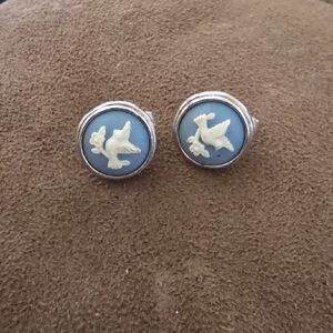 Avon Blue and White Bird Earrings